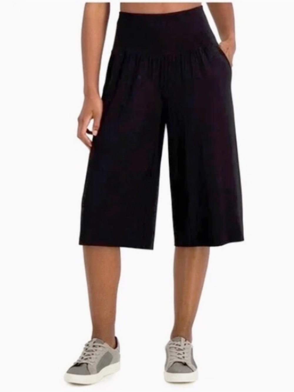 Ideology Cropped Yoga Wide Leg Pants Black Size XL